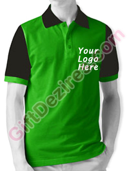 Designer Emerald Green and Black Color T Shirts With Logo
